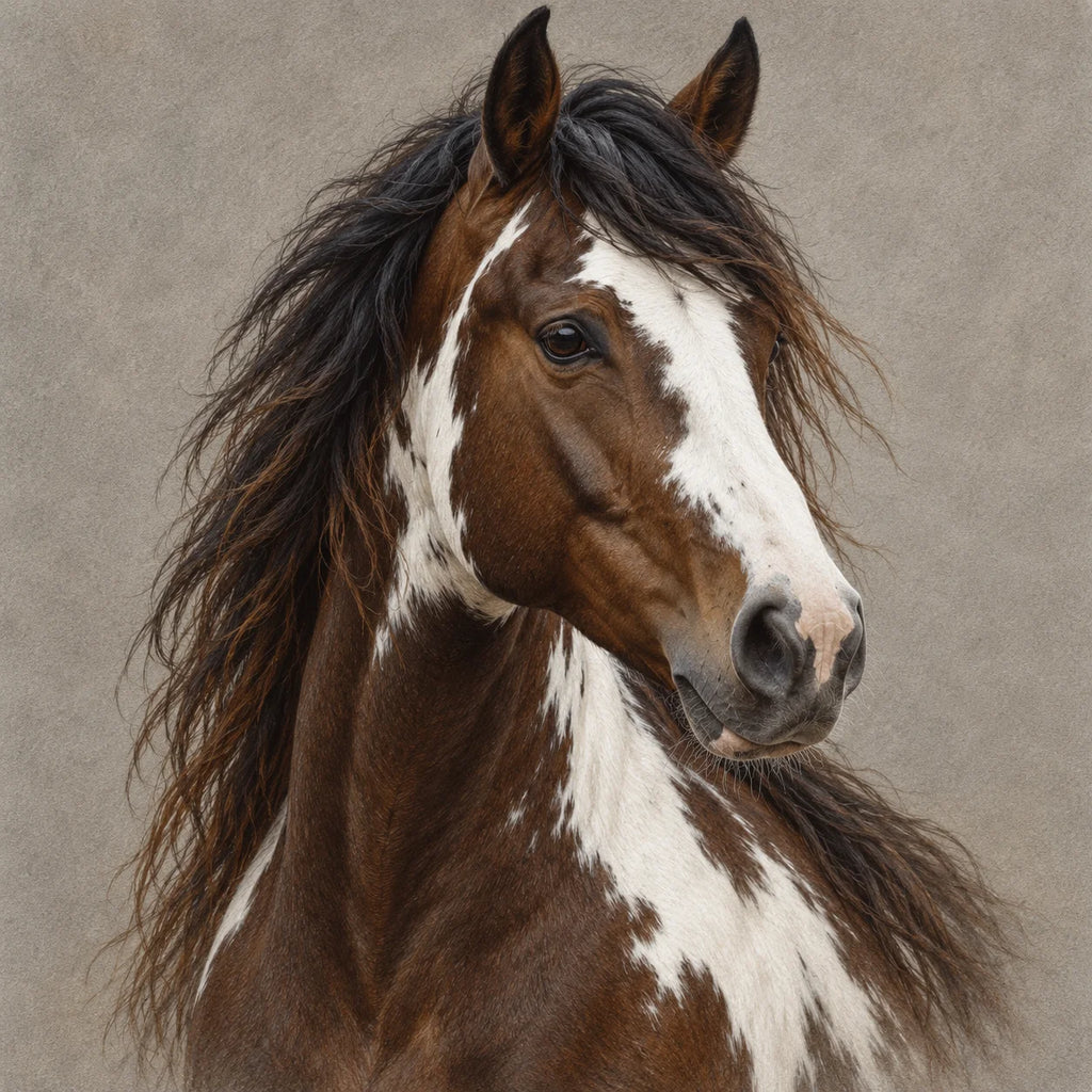 Pinto-Piebald Horse Card The Country Portrait Collection Horse Lover Greeting Card Single or Pack of 5