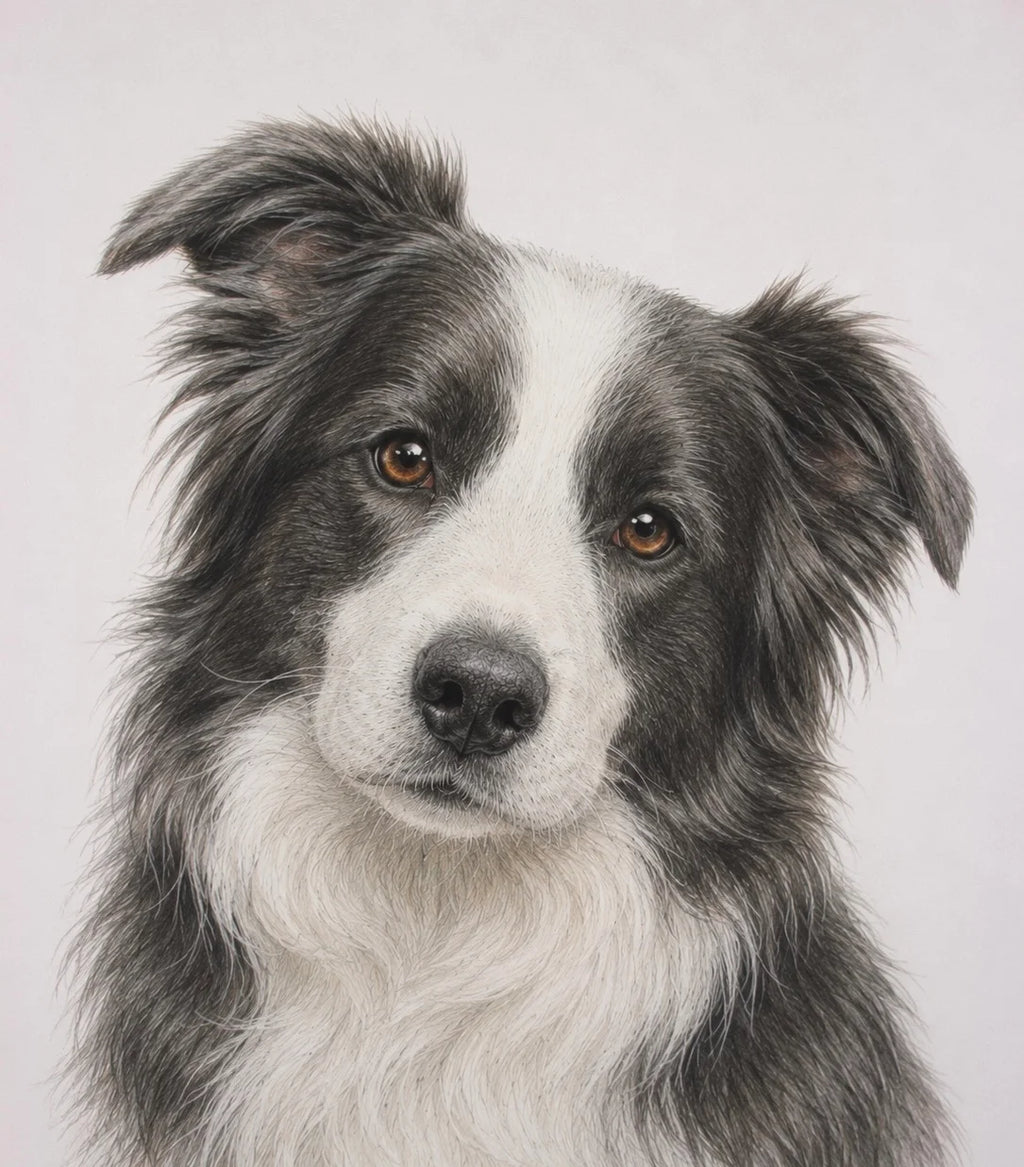 Border Collie Greeting Card - Soft Pencil Style Dog Card - Border Collie Gift - Dog Lover Card