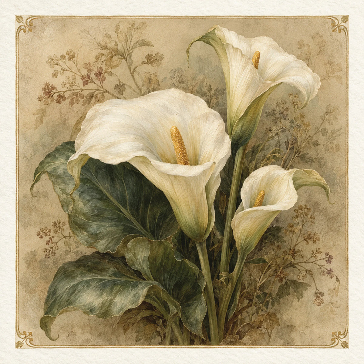 Vintage Calla Lily Card Botanical Floral Greeting Card Flower Lover Single or Pack of 5
