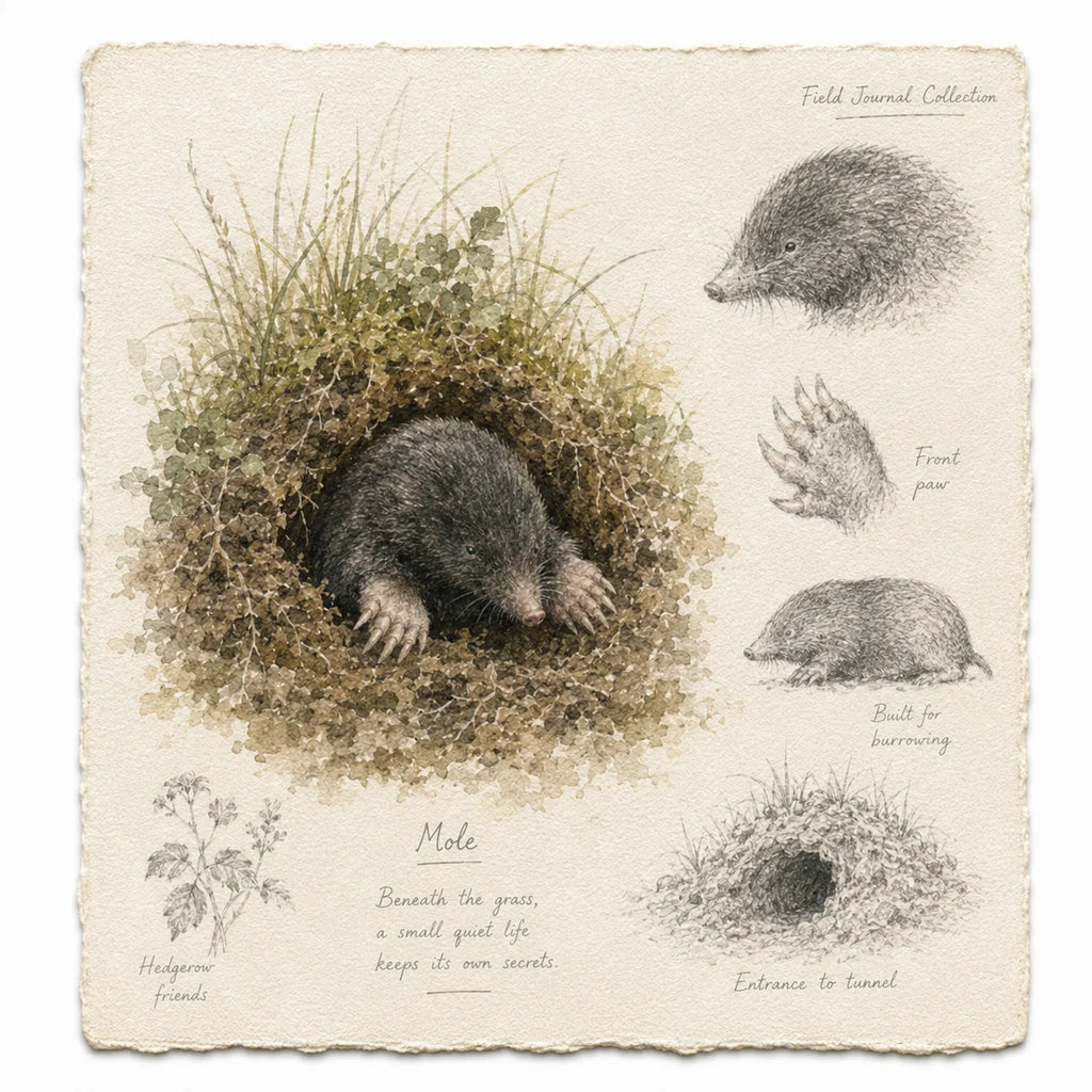 Mole Greeting Card - British Wildlife Field Journal Card - Single Card or Pack of 5