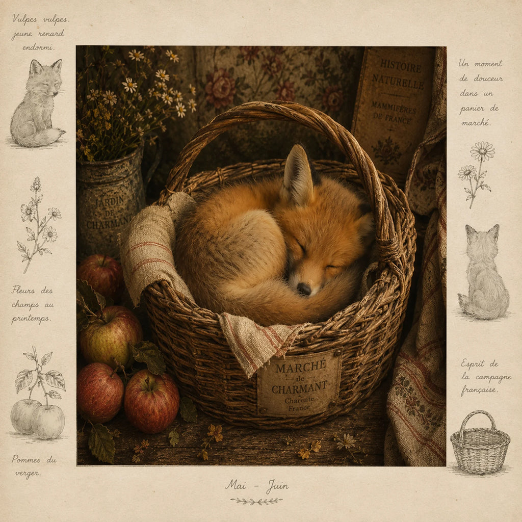 Sleeping Fox Greeting Card - French Countryside Fox Card - Woodland Animal Card - Single Card or Pack of 5