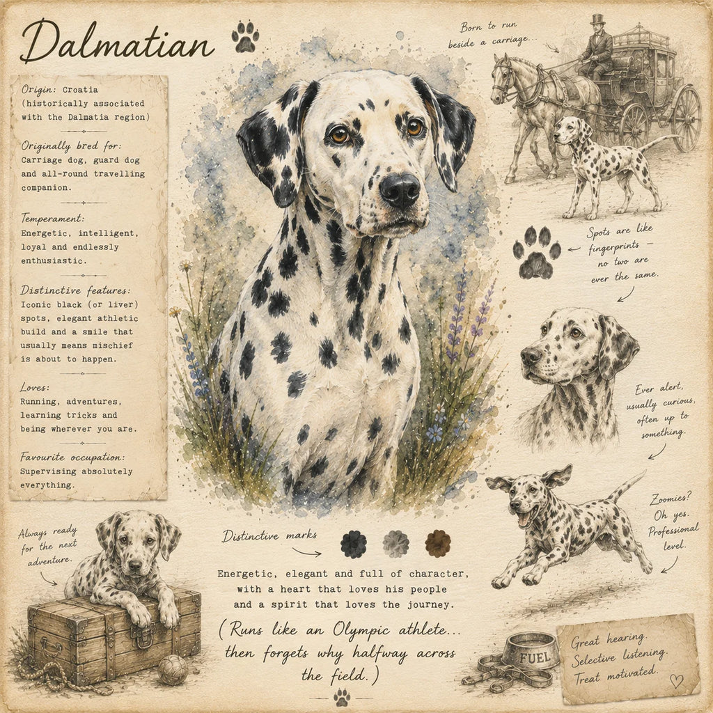 Dalmatian Greeting Card - Dalmatian Dog Card - Watercolour Style Dog Art - Birthday Card - Single Card or Pack of 5