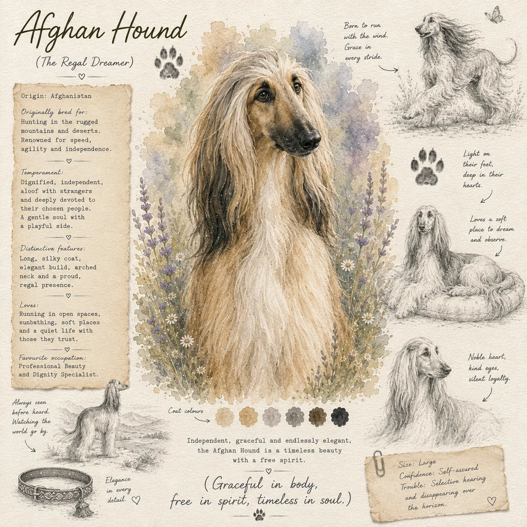 Afghan Hound Greeting Card - Dog Field Journal Card - Single Card or Pack of 5