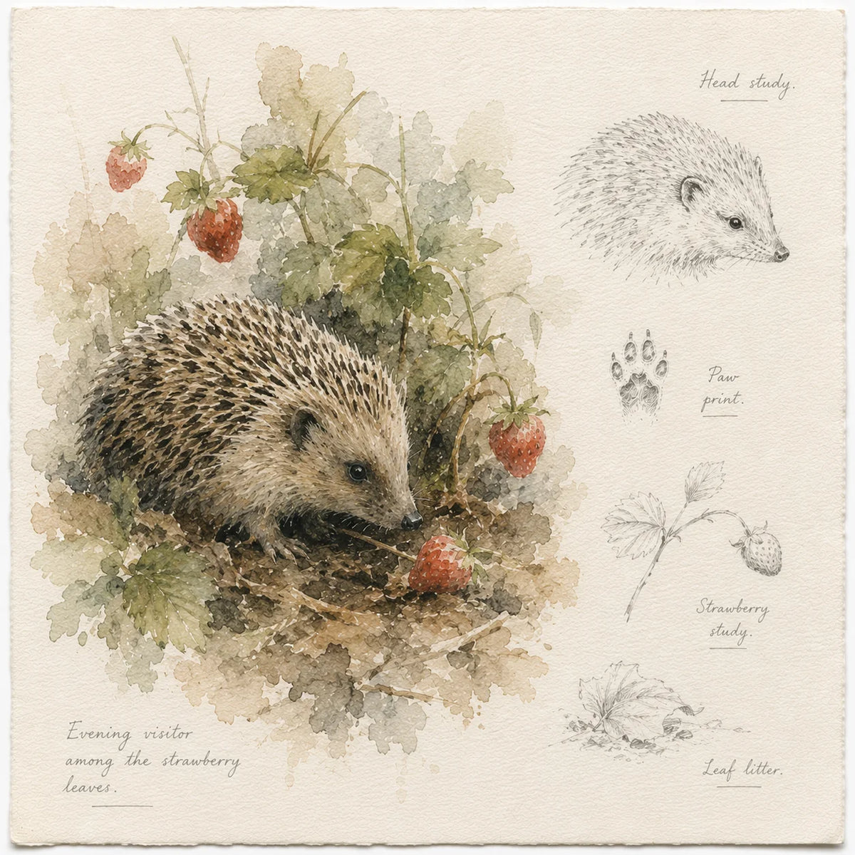 Hedgehog Greeting Card - British Wildlife Field Journal Card - Single Card or Pack of 5