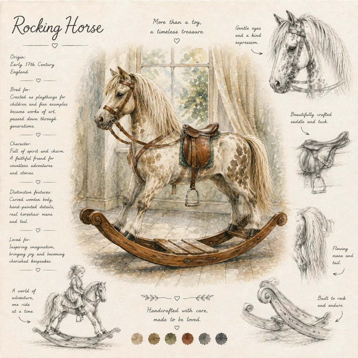 Rocking Horse Greeting Card - Vintage Rocking Horse Card - Nostalgic Equestrian Gift - Horse Lover Card - Single Card or Pack of 5