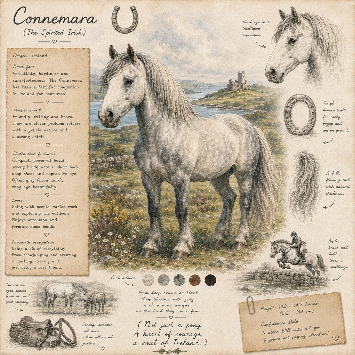 Connemara Pony Greeting Card - Irish Horse Card - Equestrian Gift - Single Card or Pack of 5