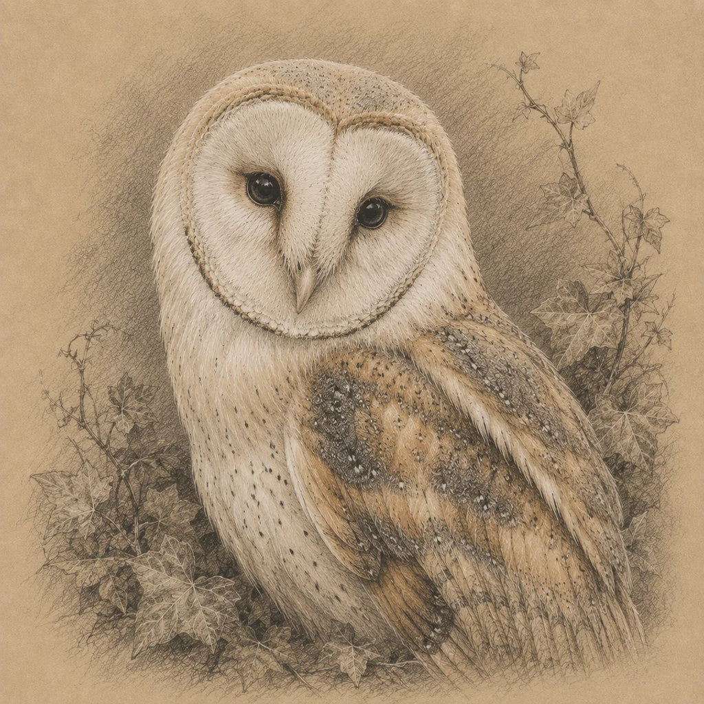 Barn Owl Greeting Card - Sepia Wildlife Card - British Countryside Owl Portrait - Nature Lover Gift - Single Card or Pack of 5