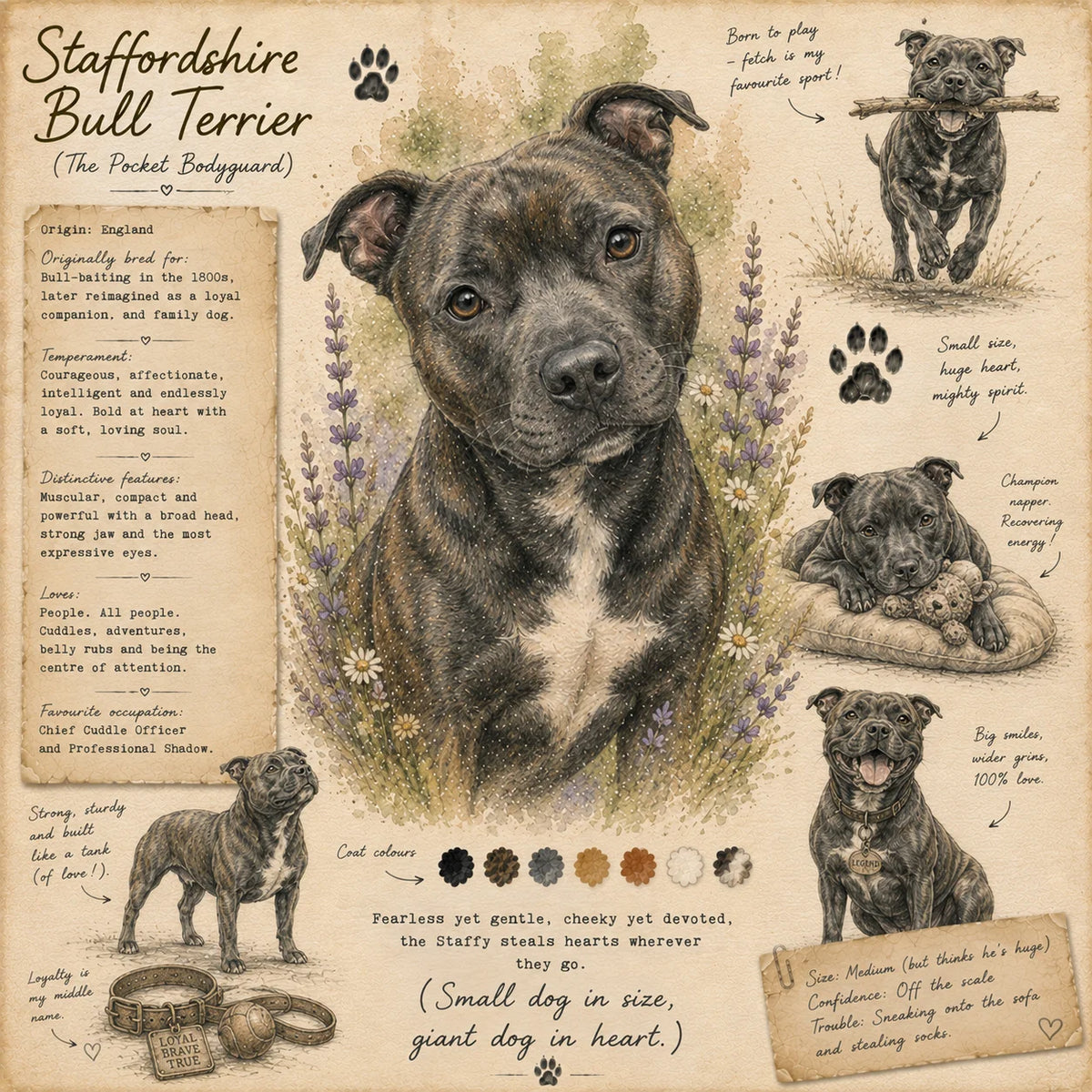Staffordshire Bull Terrier Greeting Card - Single Card or Pack of 5 - Watercolour Style Dog Art - Staffy Dog Lover Gift