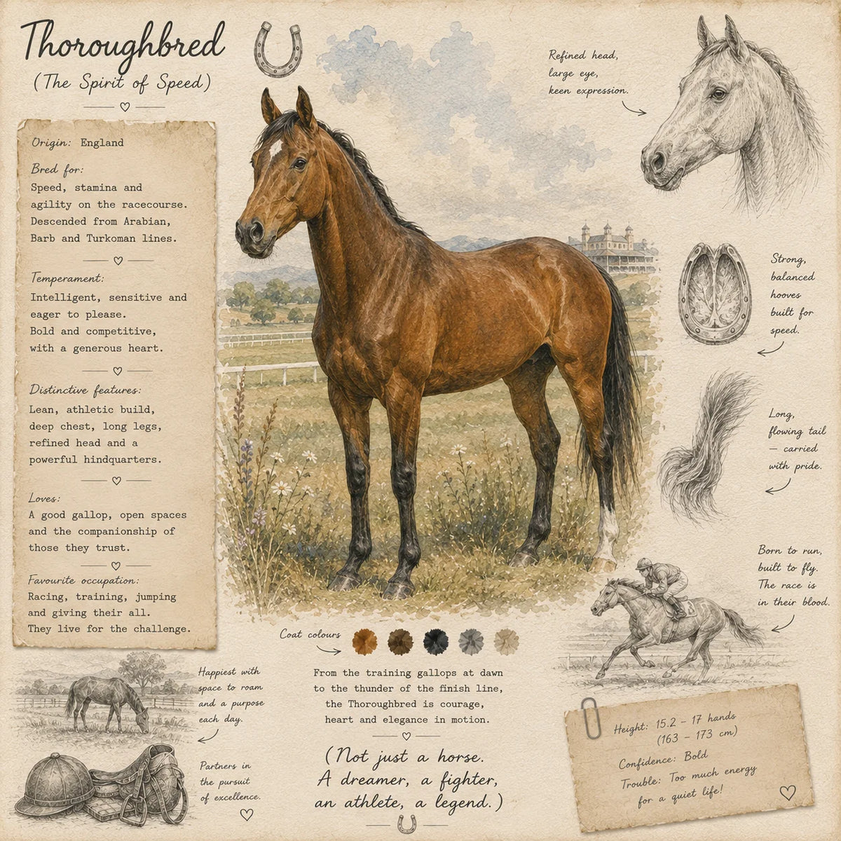 Thoroughbred Horse Greeting Card - Racehorse Card - Single Card or Pack of 5