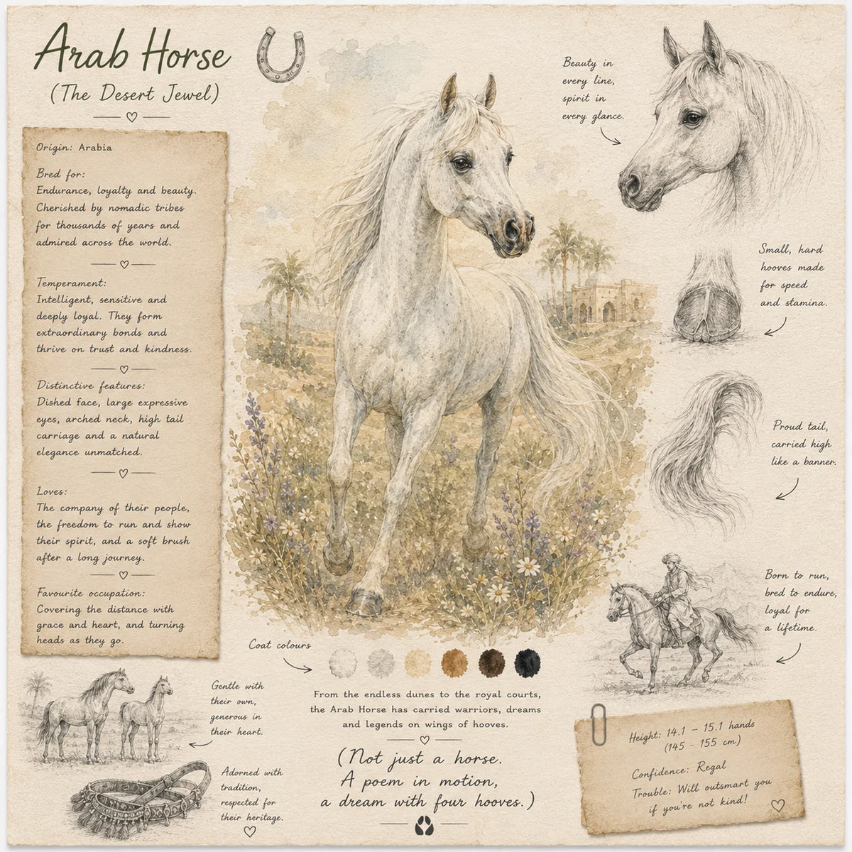 Arabian Horse Greeting Card - Arab Horse Card - Single Card or Pack of 5