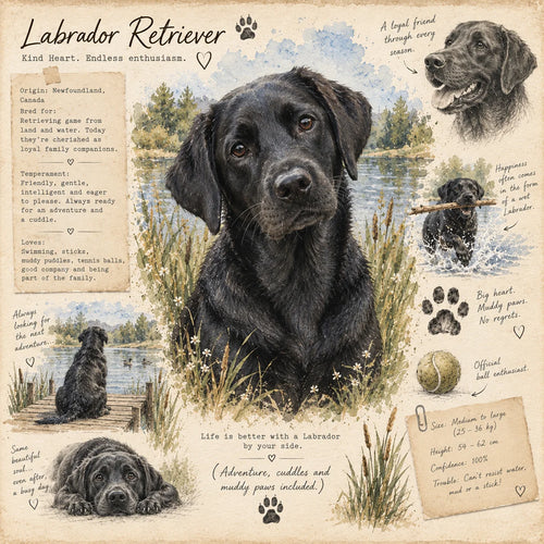 Black Labrador Retriever Greeting Card - Vintage Field Journal Dog Card - Labrador Lover Gift - House of Charmant