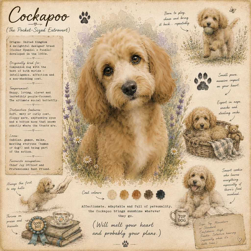 Cockapoo Greeting Card - Funny Cockapoo Dog Field Journal Card - Single Card or Pack of 5