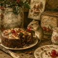 Christmas Mouse Card - Vintage French Christmas Card - Christmas Cake and Mouse - French Country Christmas - Single Card or Pack of 5