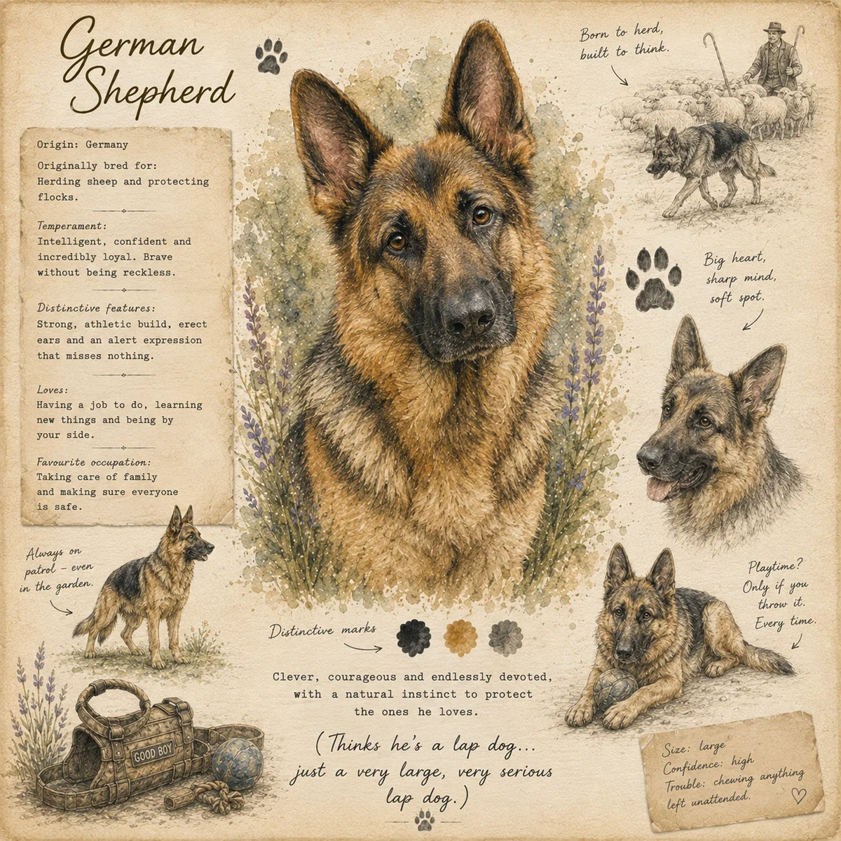 German Shepherd Greeting Card - Funny German Shepherd Dog Card - Single Card or Pack of 5