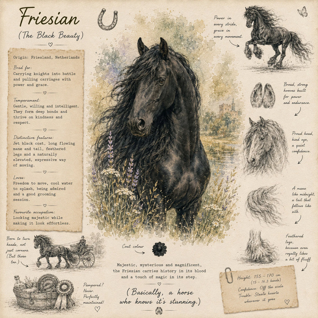 Friesian Horse Greeting Card - Black Beauty Horse Card - Single Card or Pack of 5
