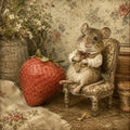 The Whimsy Collection - Charming Countryside Mouse and Strawberry Illustrated Greeting Card