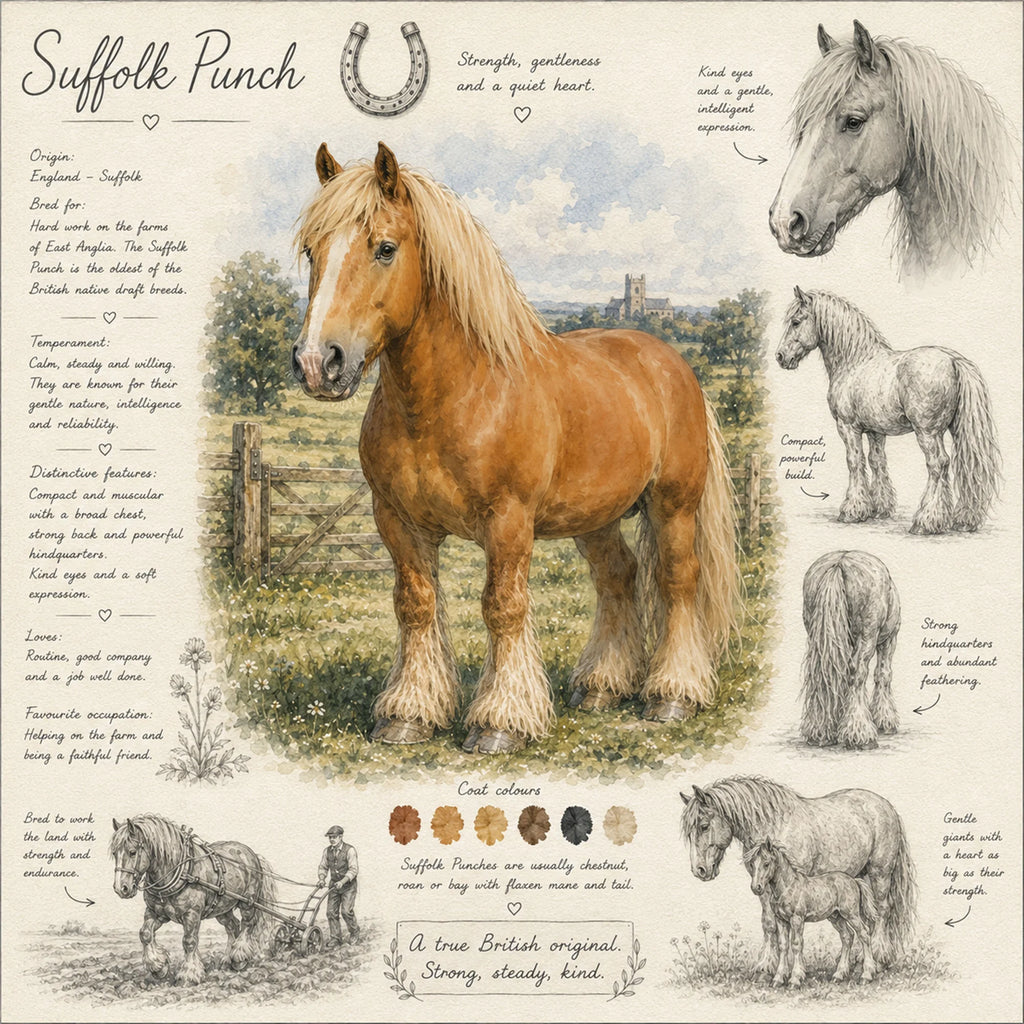 Suffolk Punch Horse Greeting Card - British Heavy Horse Card - Single Card or Pack of 5