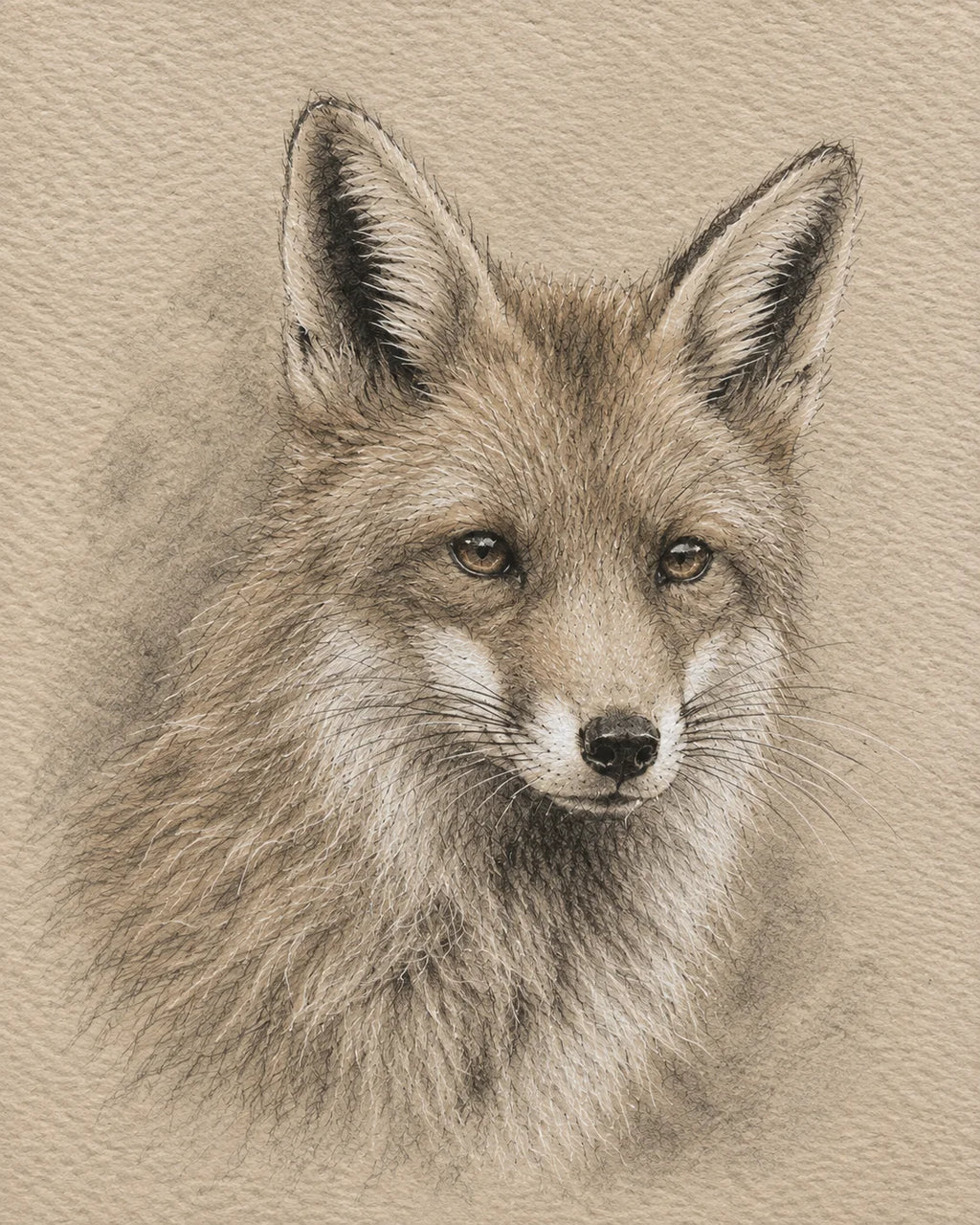 Fox Greeting Card - Sepia Wildlife Card - British Countryside Fox Portrait - Nature Lover Gift - Single Card or Pack of 5